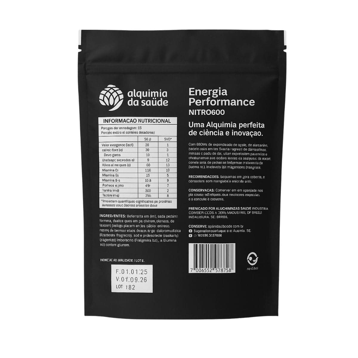 ENERGIA PERFORMANCE NITRO 600 ALQUIMIA DA SAUDE 390G